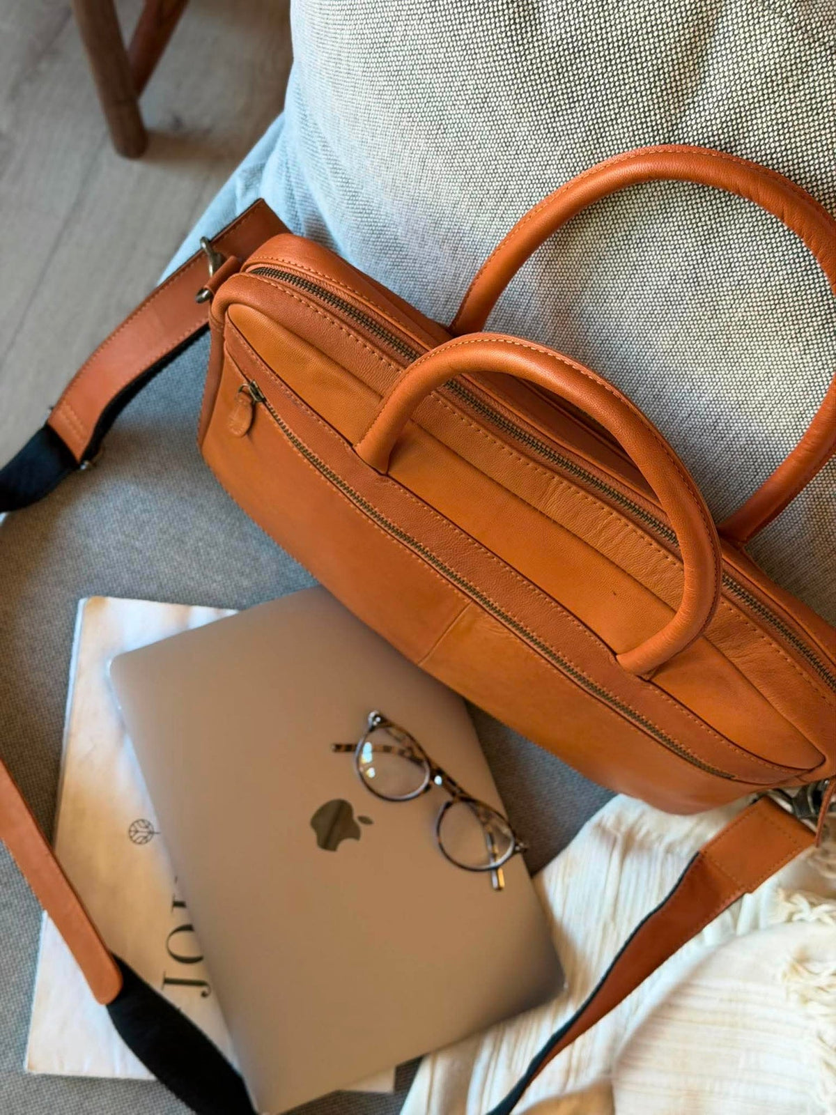 Laptoptaske Faust dobbelt - Cognac