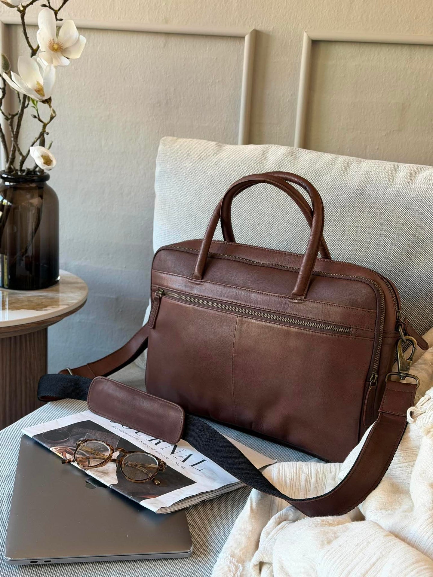 Laptopveske Faust dobbelt - Dark brown