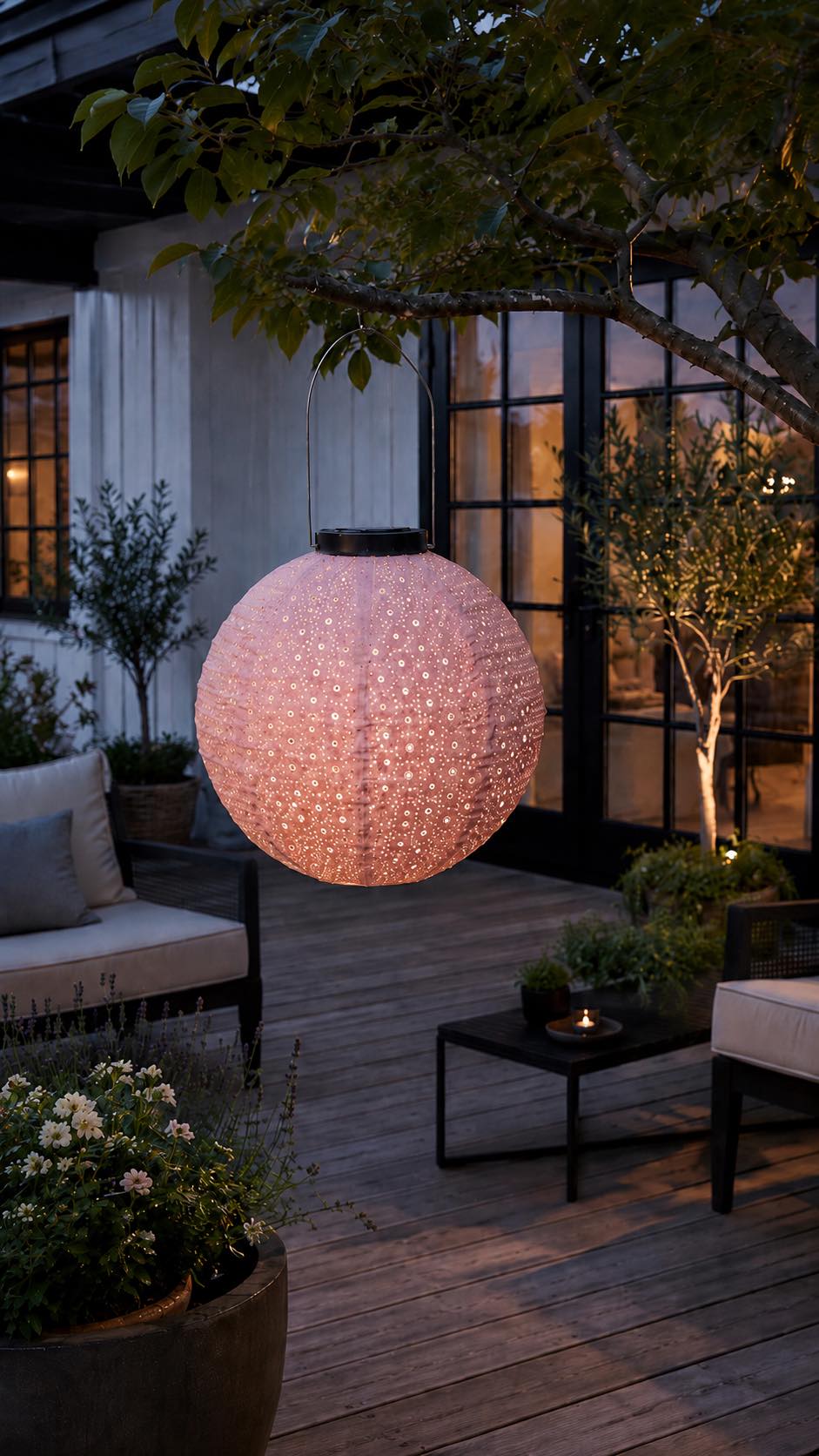 Lampe med solceller - Rosa