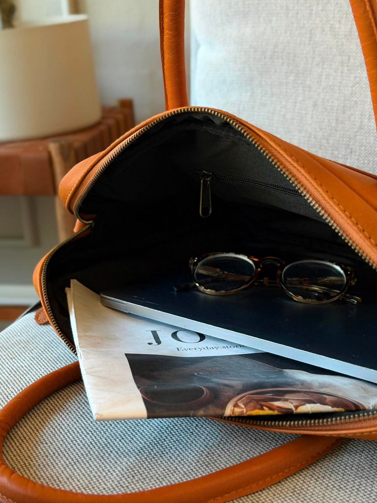 Laptoptaske Faust dobbelt - Cognac