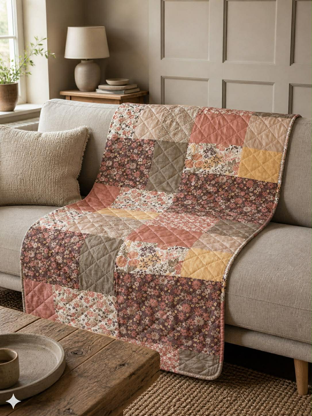 Piknikteppe - Brun Patchwork