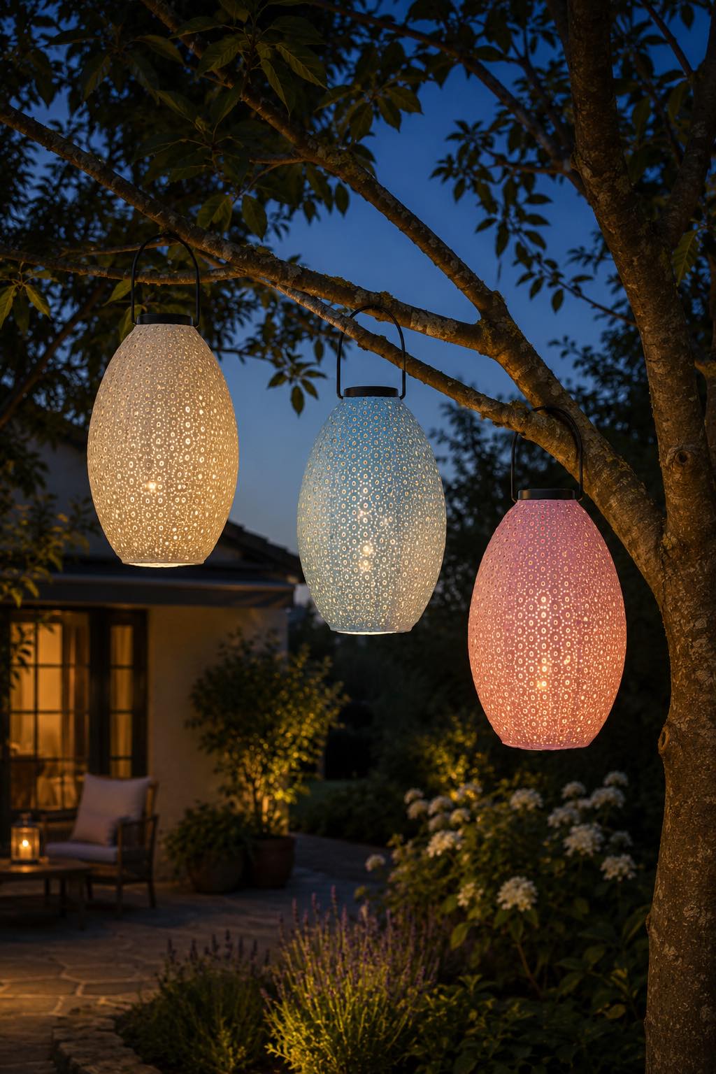 Lampe med solceller - Rosa