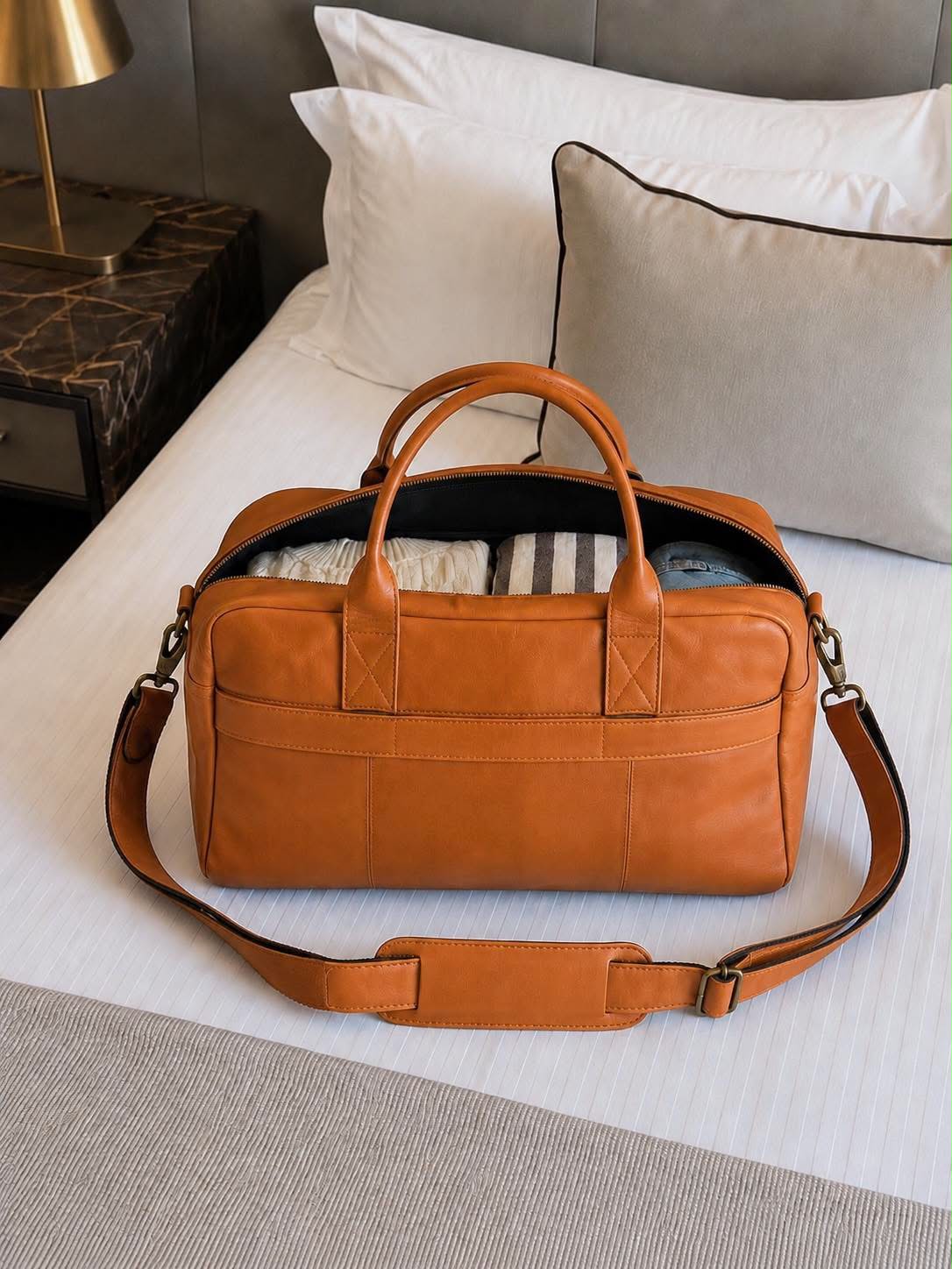 Weekendveske small Faust - Cognac