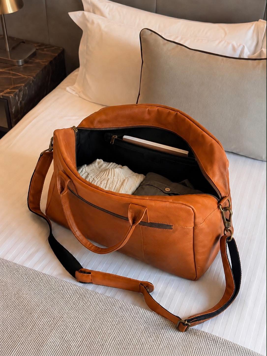 Weekendveske small Faust - Cognac