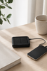 Mini solar powerbank med kabler, 10.000 mAh