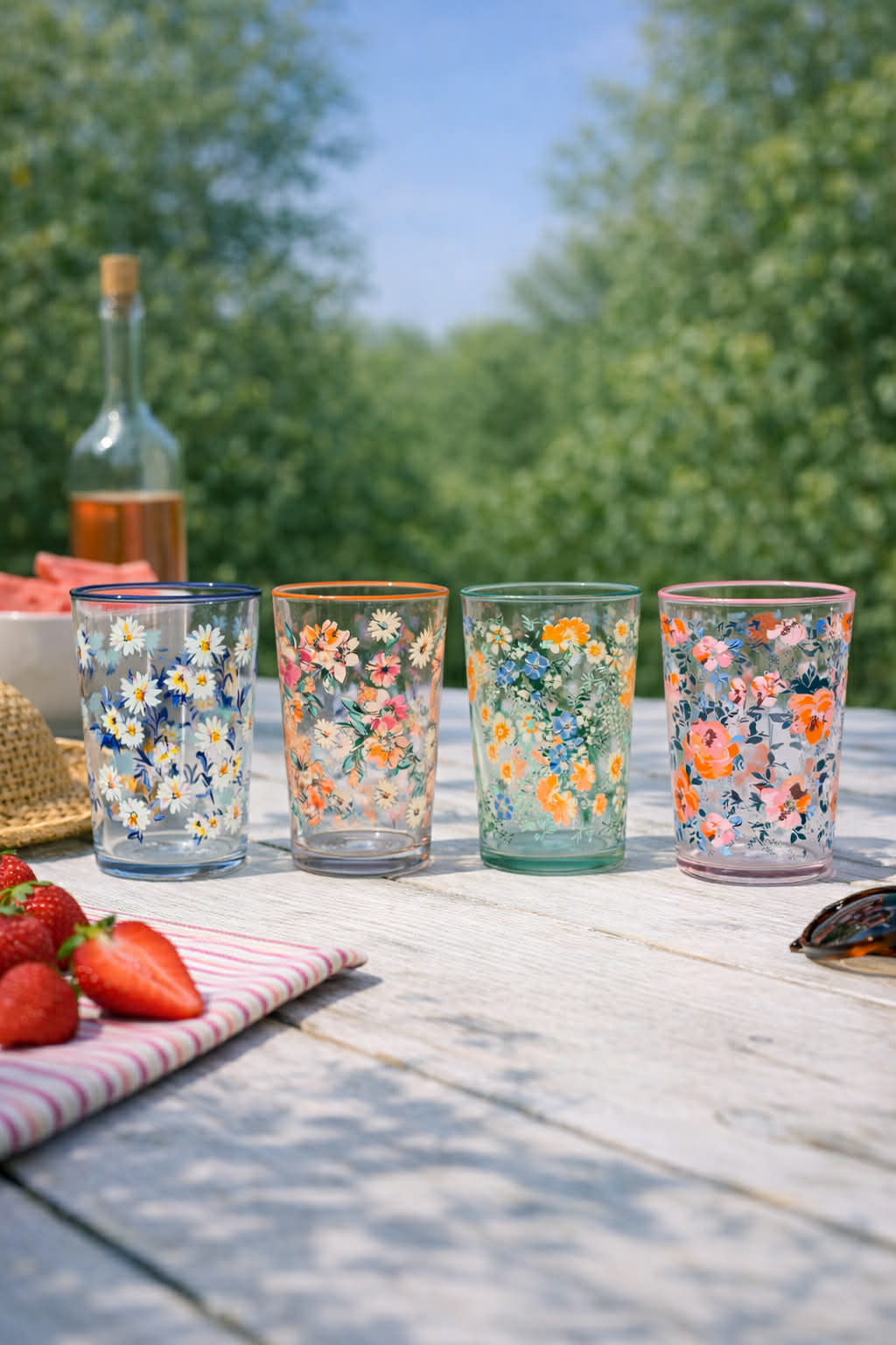 Drikkeglass Flora - pakke med 4 stk