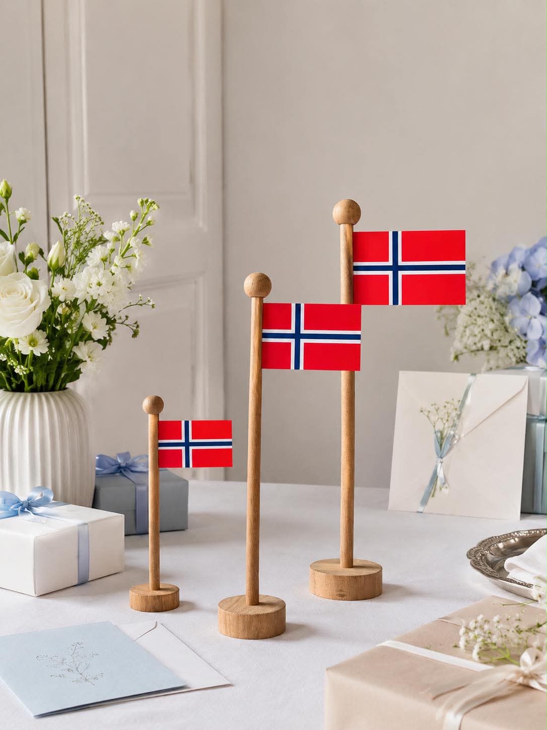 Norsk Flagg wood - Flere størrelser