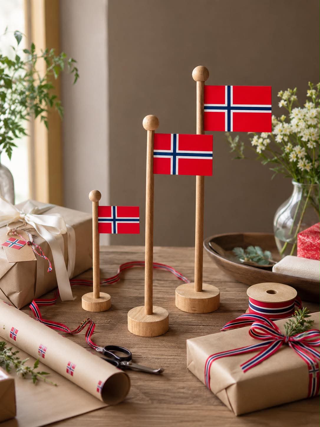 Norsk Flagg wood - Flere størrelser