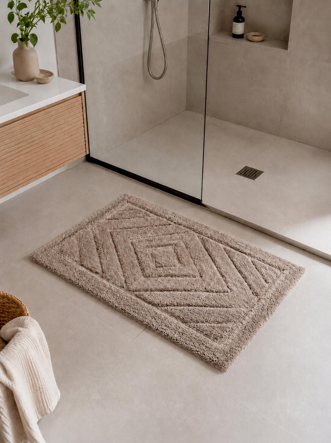 Badematte med rektangler - Flere farger