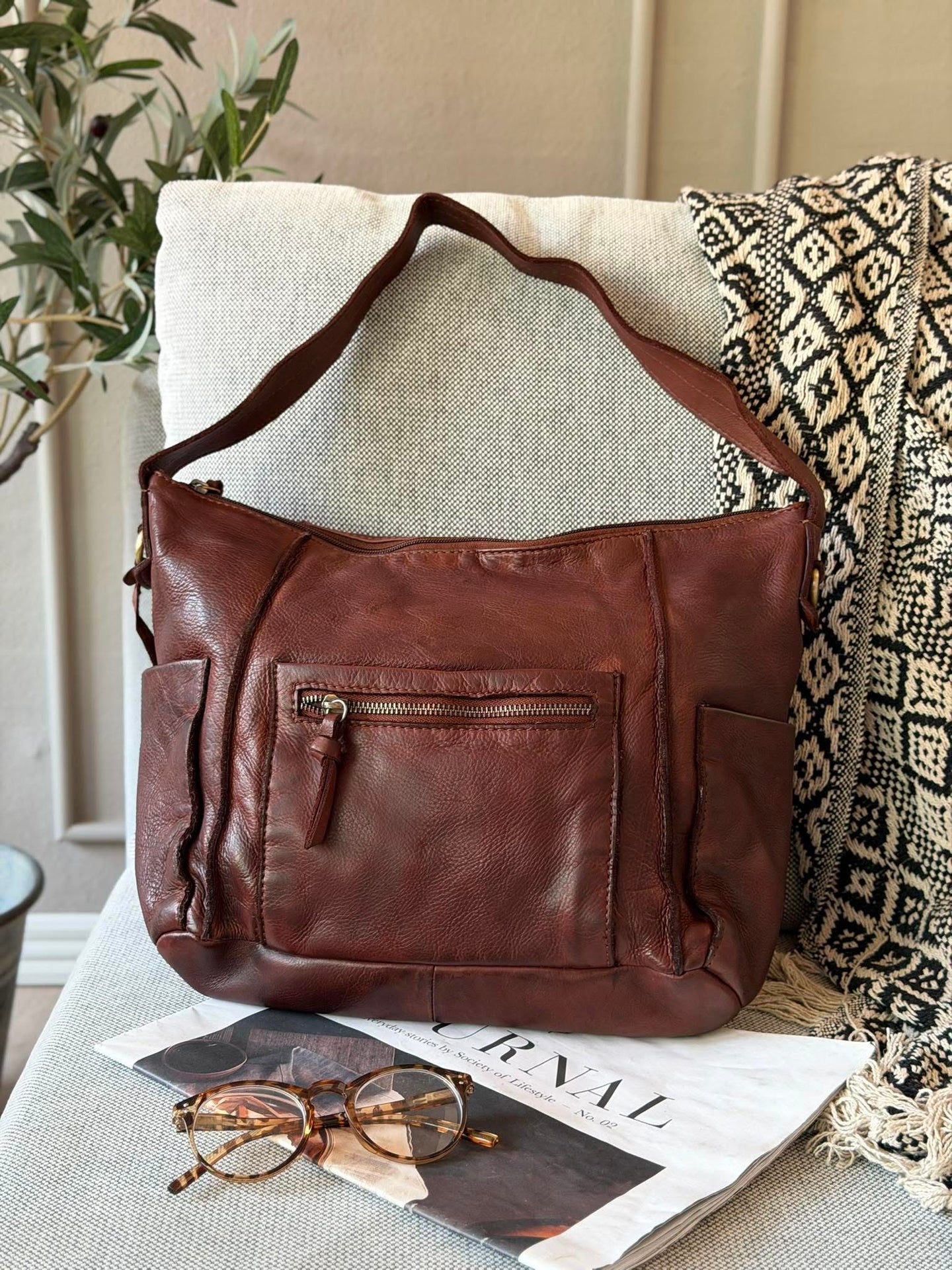 Crossbody Raw Boheme XL – Brun