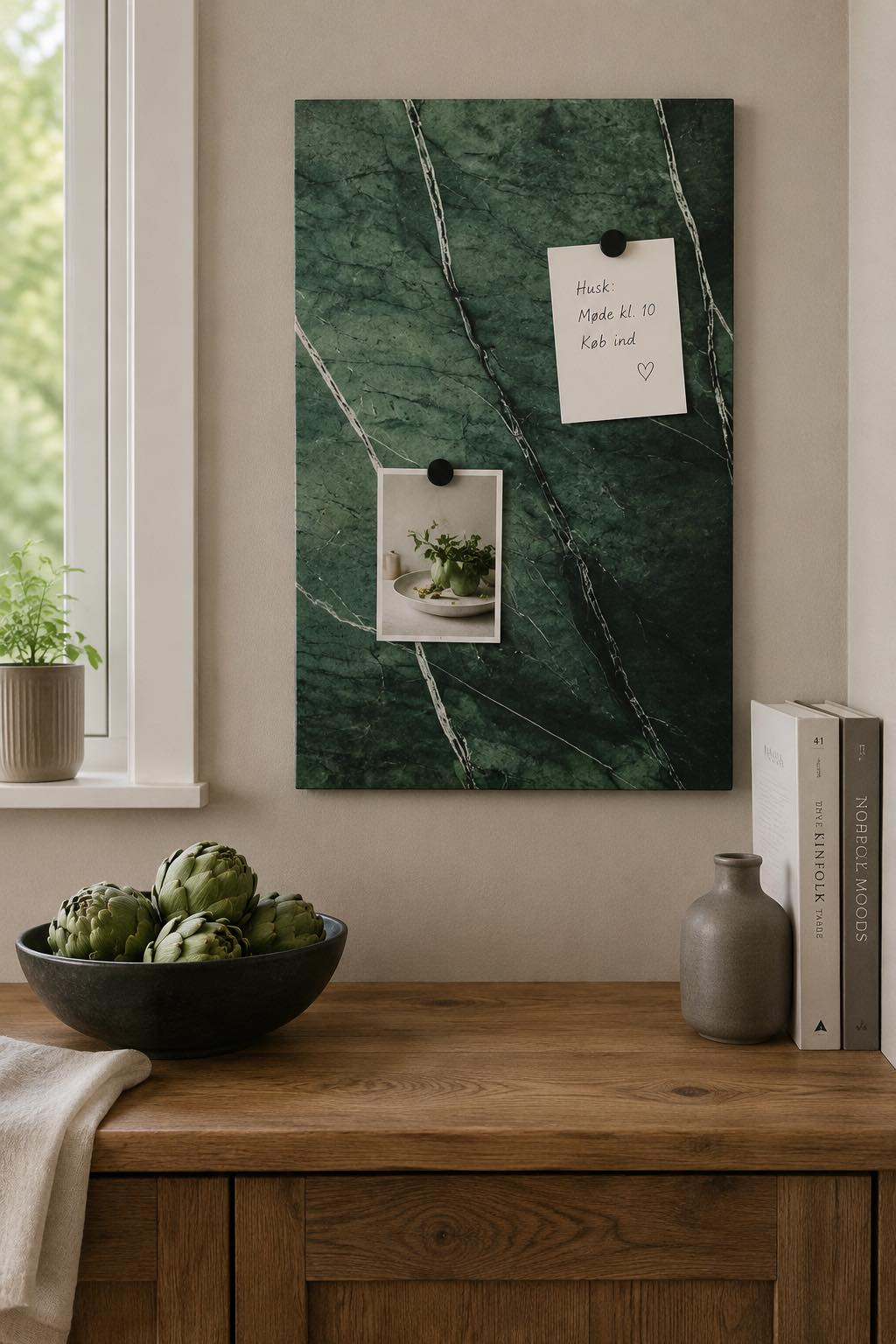 Tavle magnetisk 40x60 - grønn marmor-look