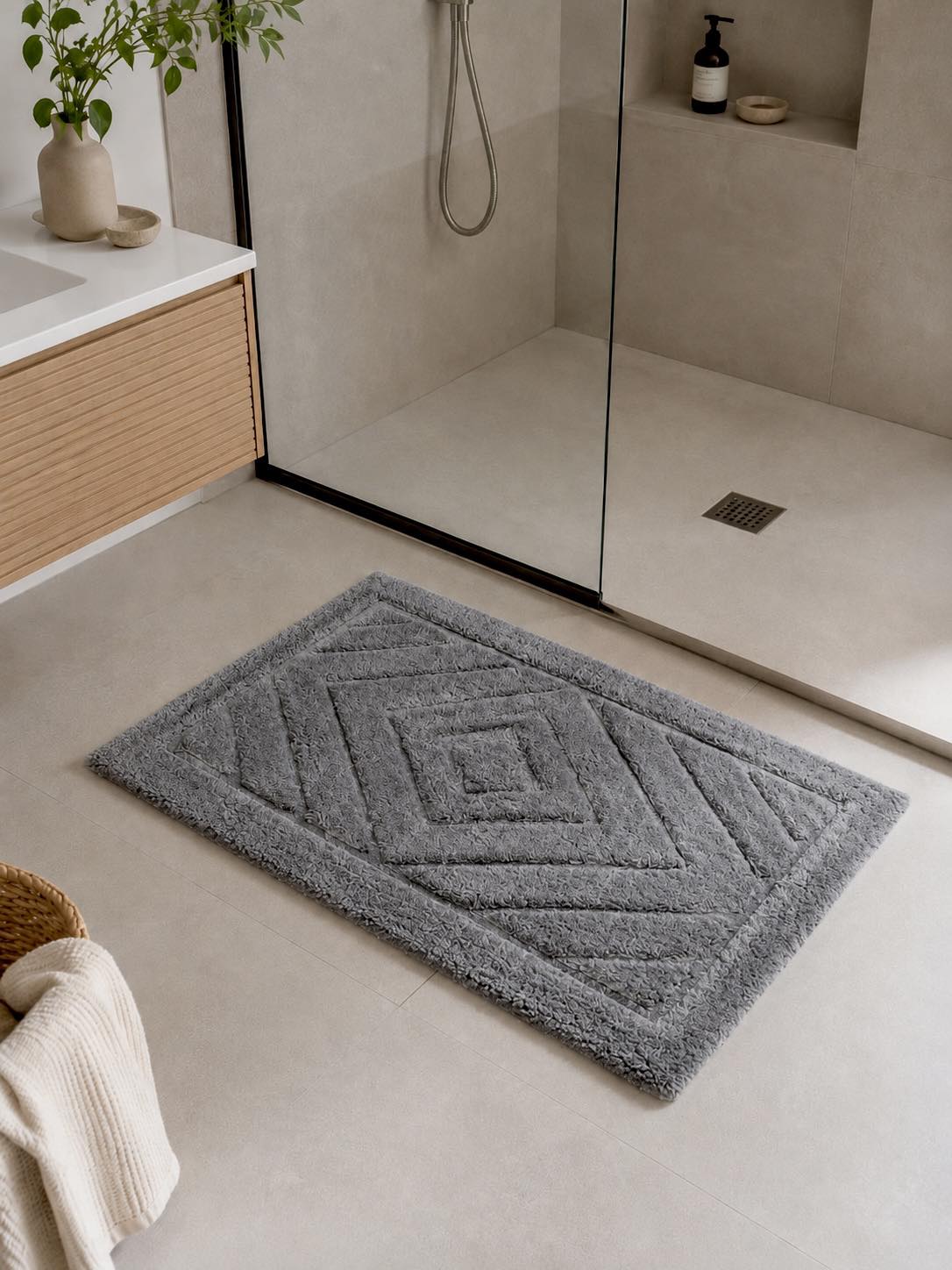 Badematte med rektangler - Flere farger