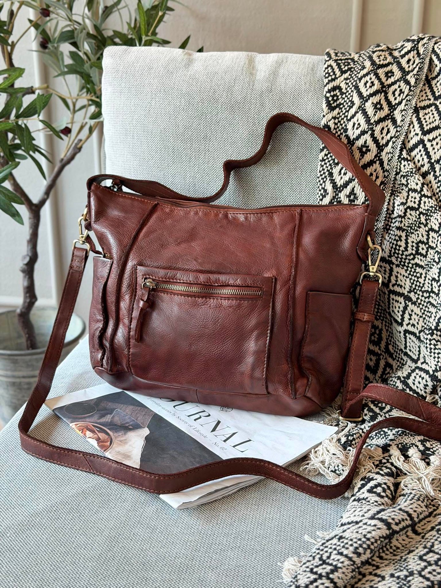 Crossbody Raw Boheme XL – Brun
