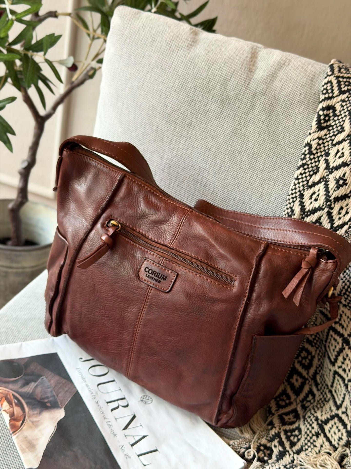 Crossbody Raw Boheme XL – Brun