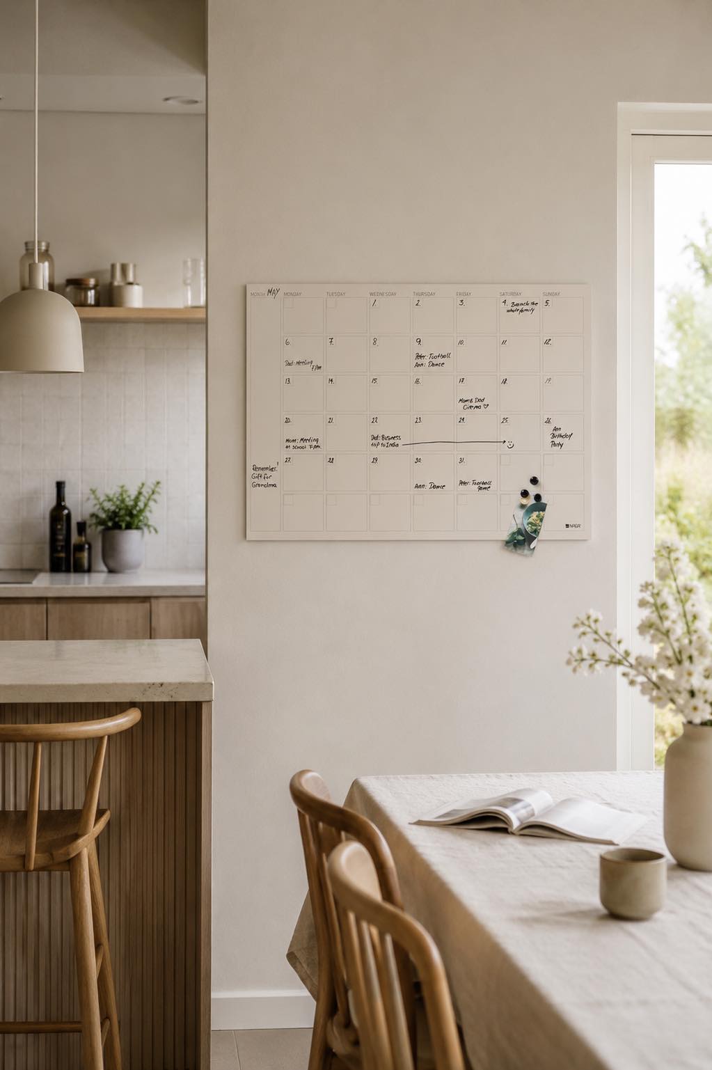 Tavle magnetisk beige - Månedsplanlegger