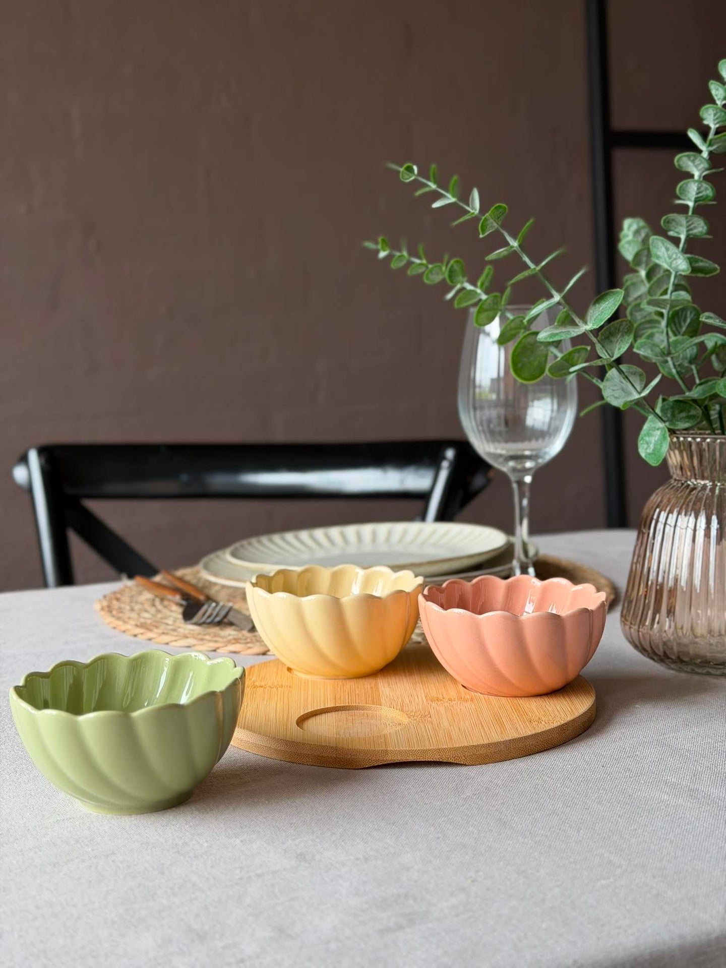 Tapas Twist - 3 skåler på rundt fat