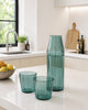 Nine Milk glass + karaffel - AQUA