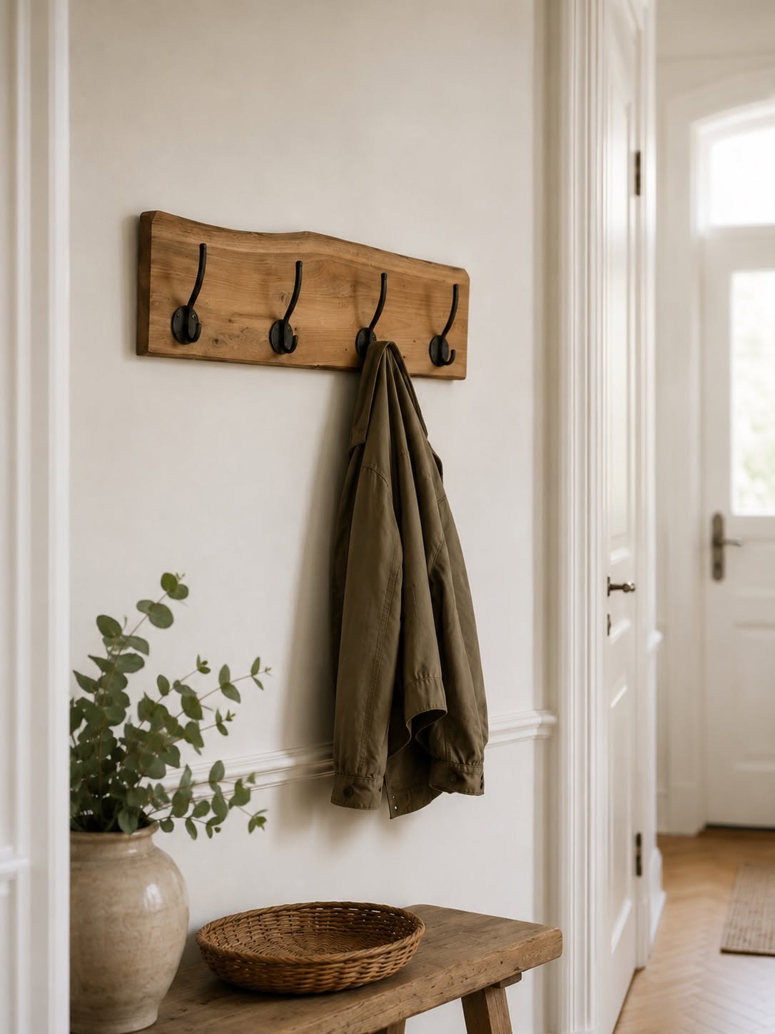 Knagerekke Teak med 4 kroker