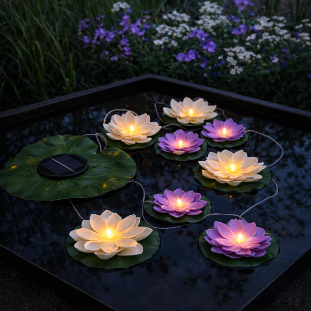 Lotus-kjede med Solar - 8 blomster