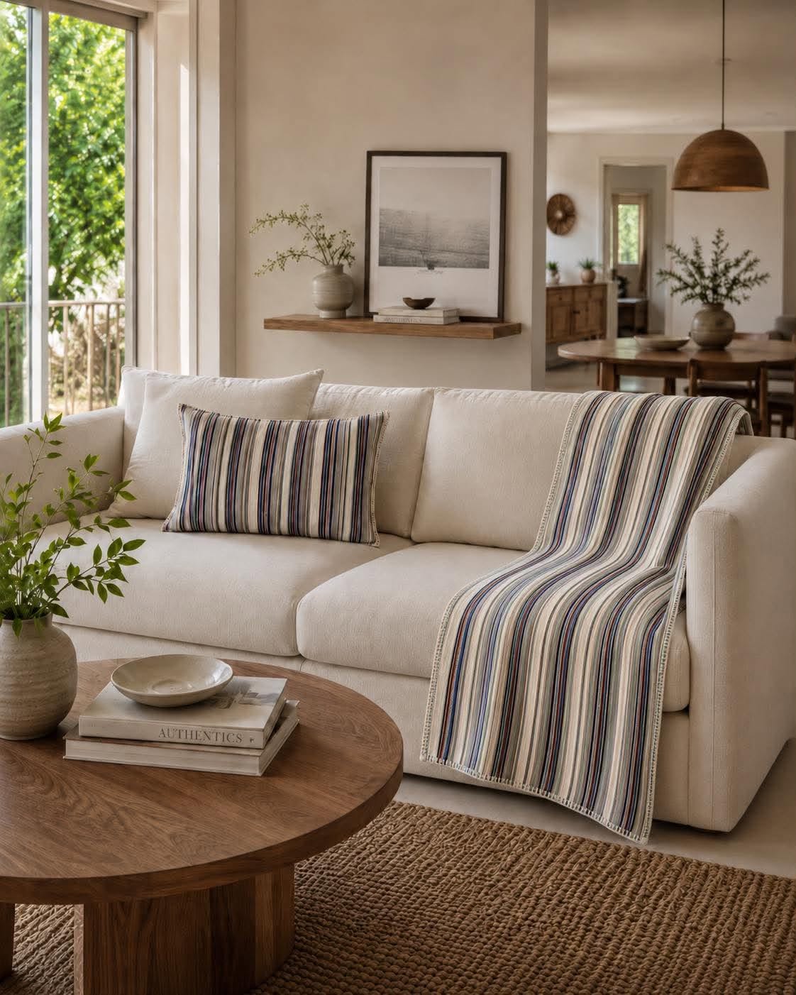 Pute med fyll - Multi stripet pastell 40x60