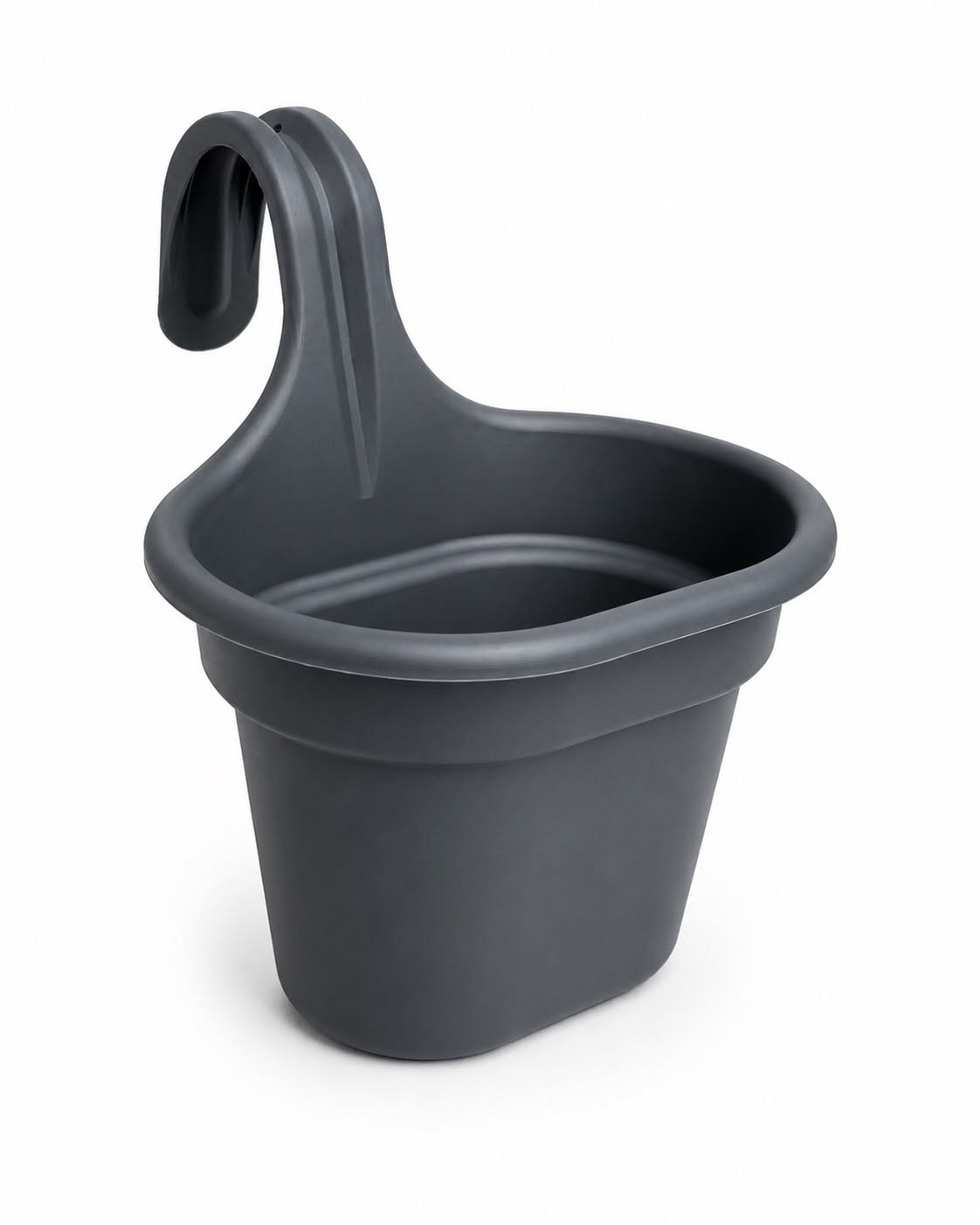 Blomsterpotte til gjerde/balkong – mørkegrå plast