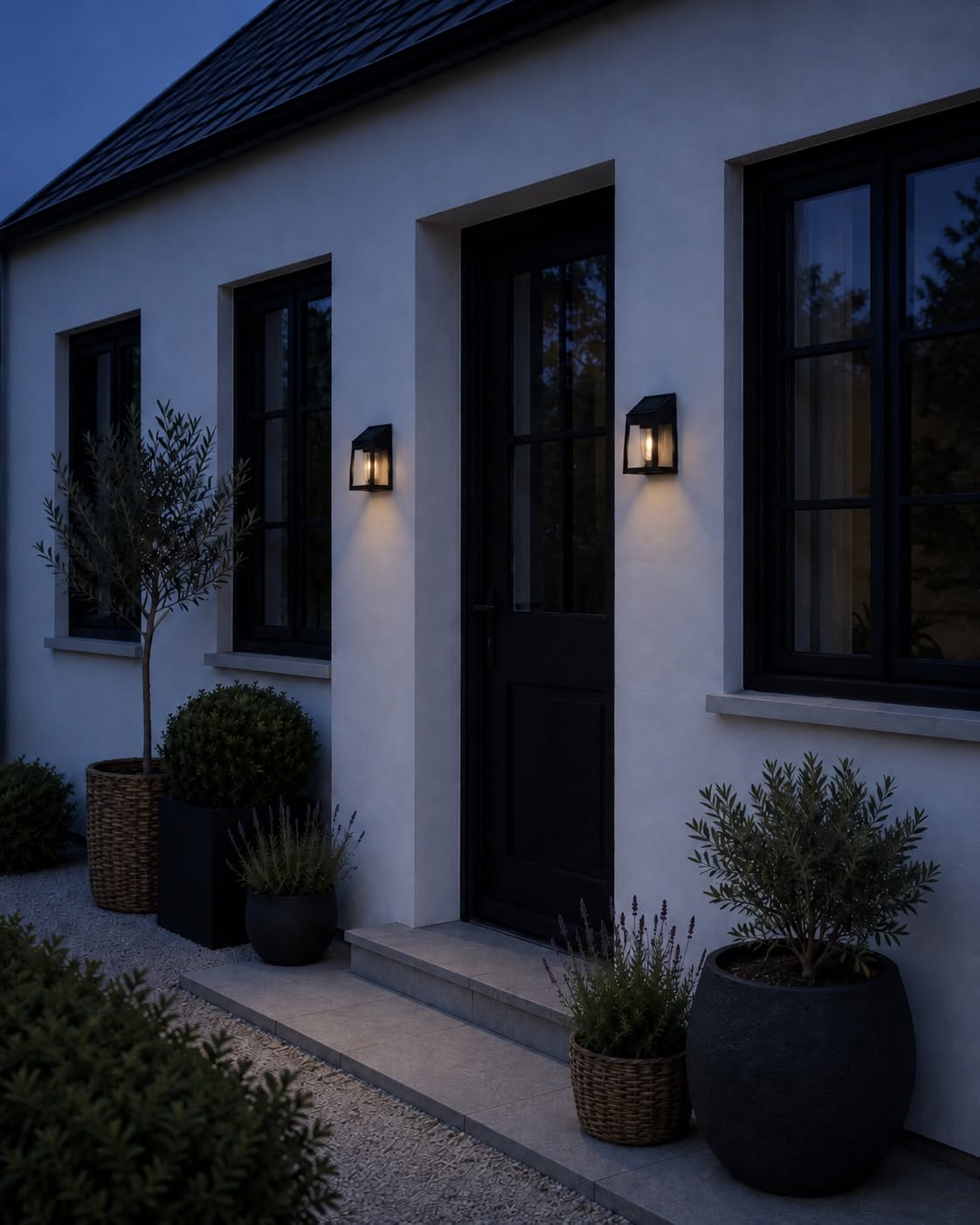 Vegglampe med solceller, pakke med 2 stk