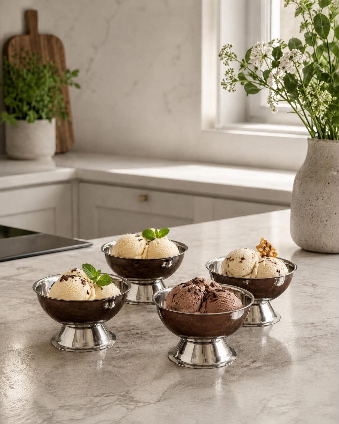 Isdessertskåler Ø9x6 cm – 4 stk. – Rustfritt stål