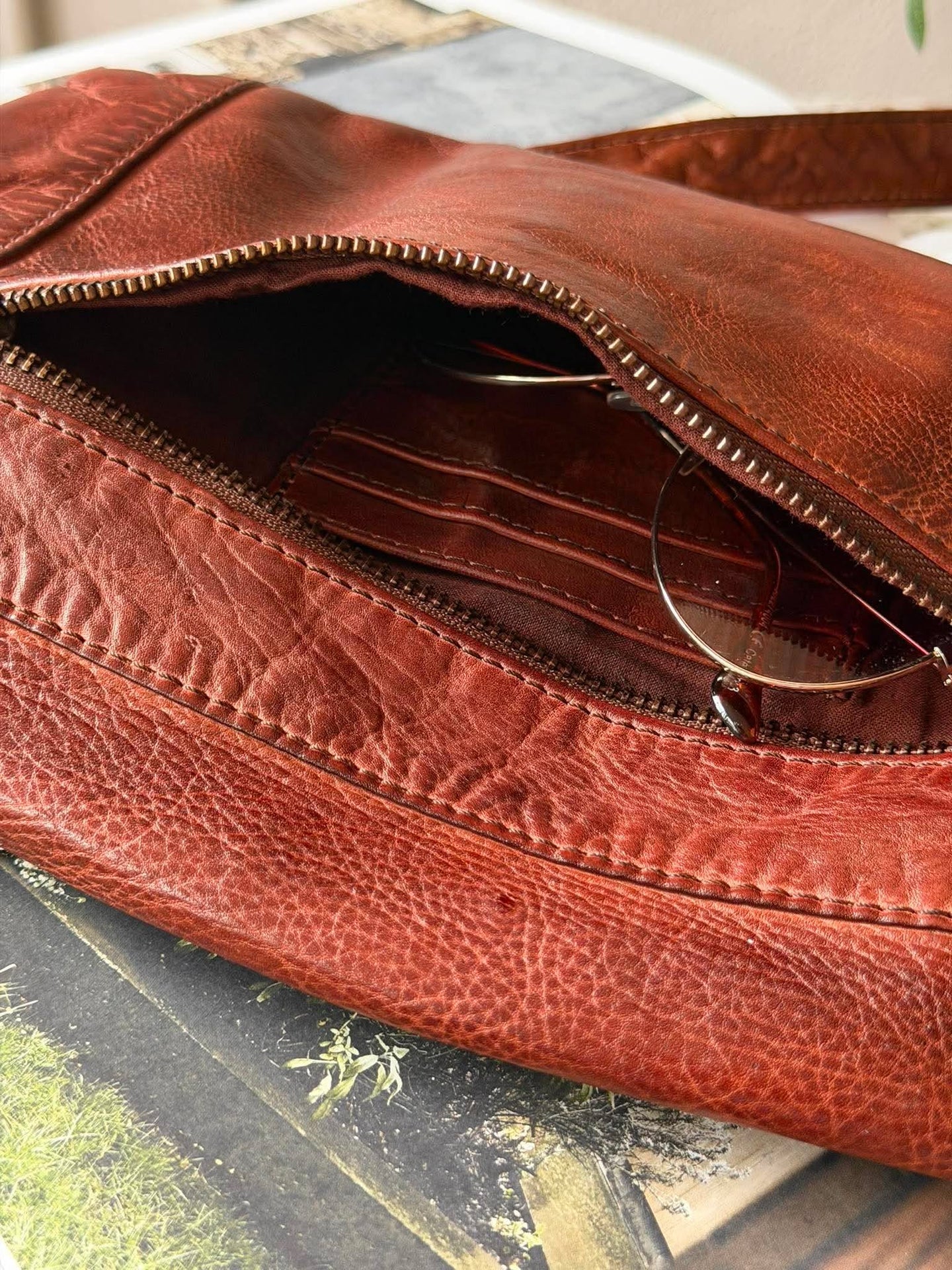 Bumbag Washed cow - Dark cognac