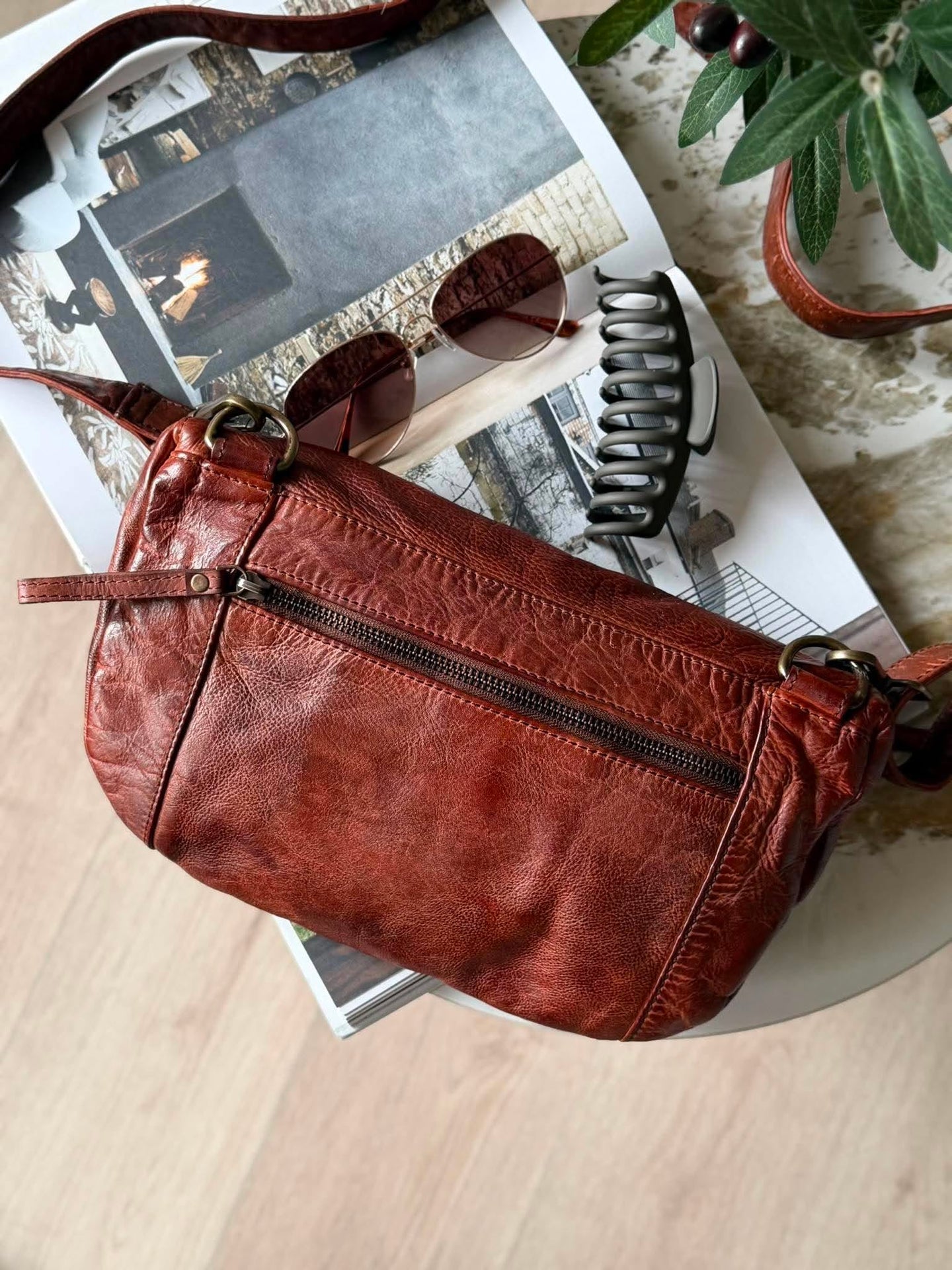 Bumbag Washed cow - Dark cognac