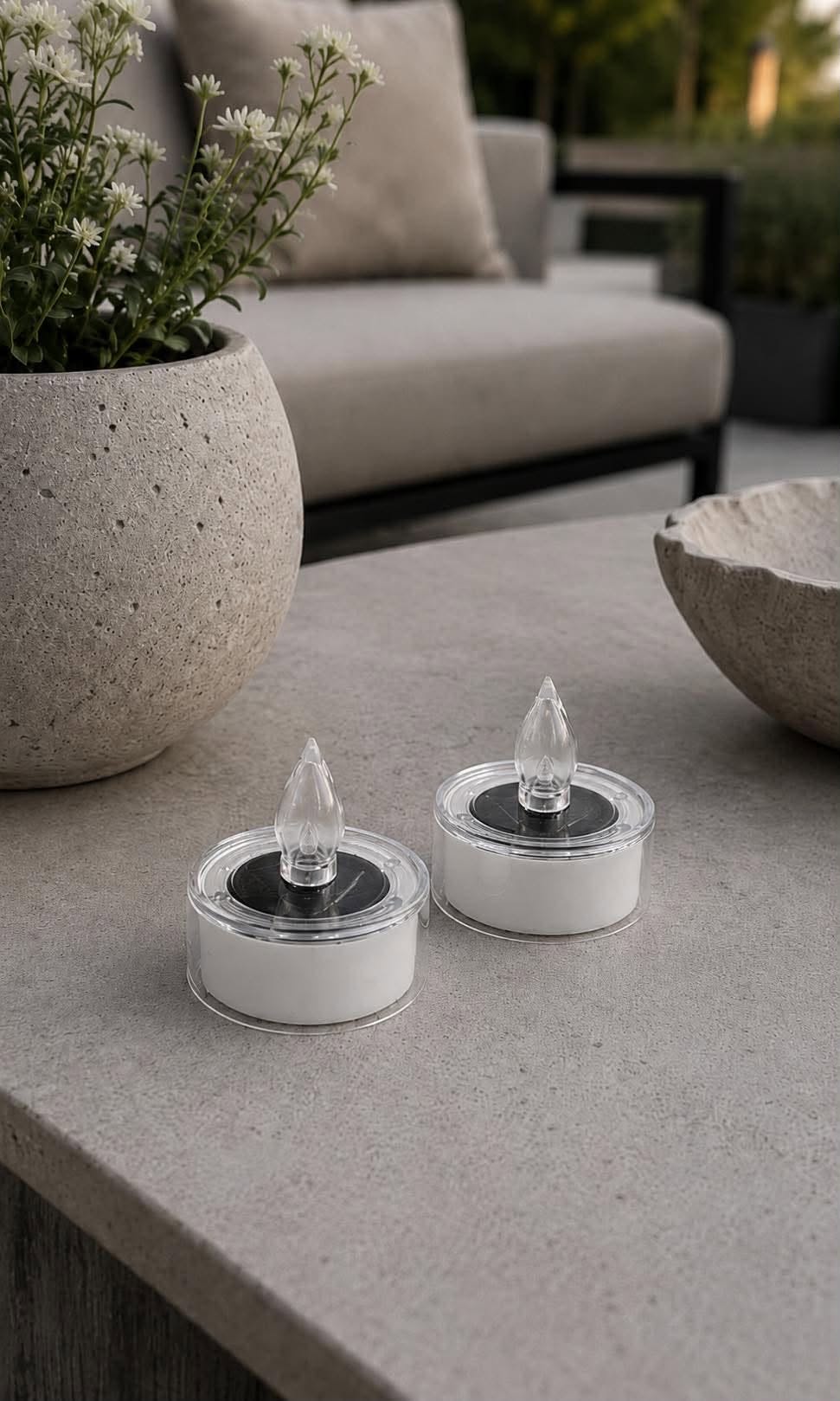 Telys med solceller – Pakke med 2 stk.