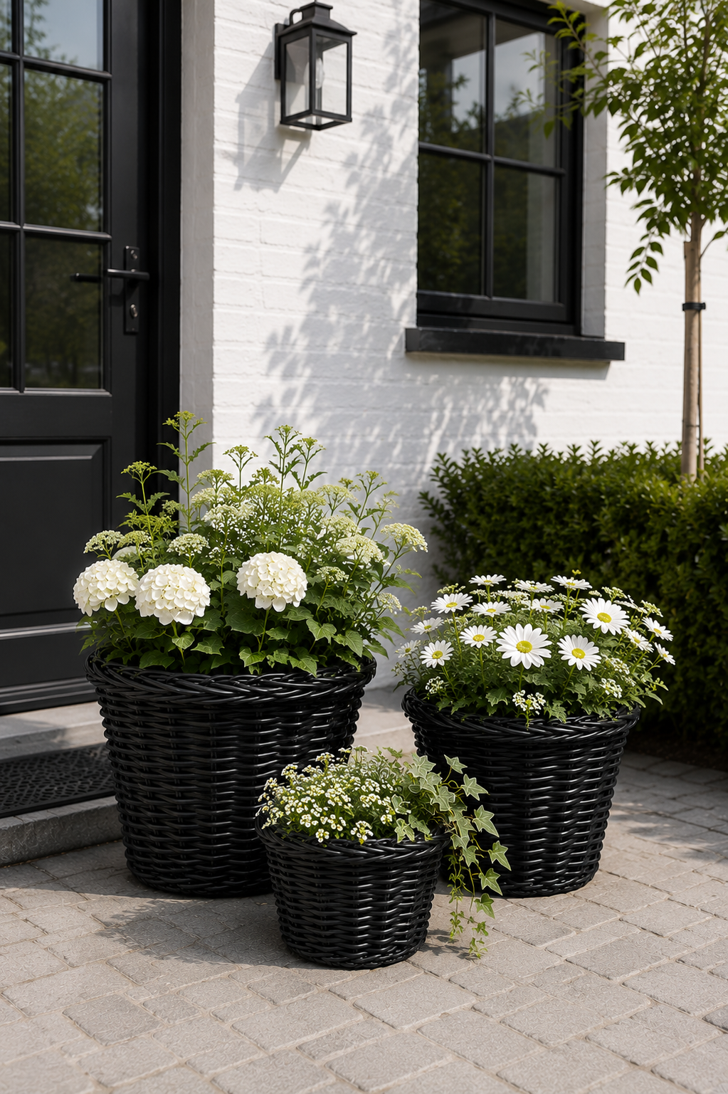Plantekurver i svart flett - 3 stk