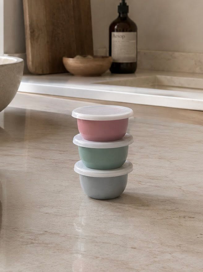 Boller med lokk PASTEL – Sett med 3 boller