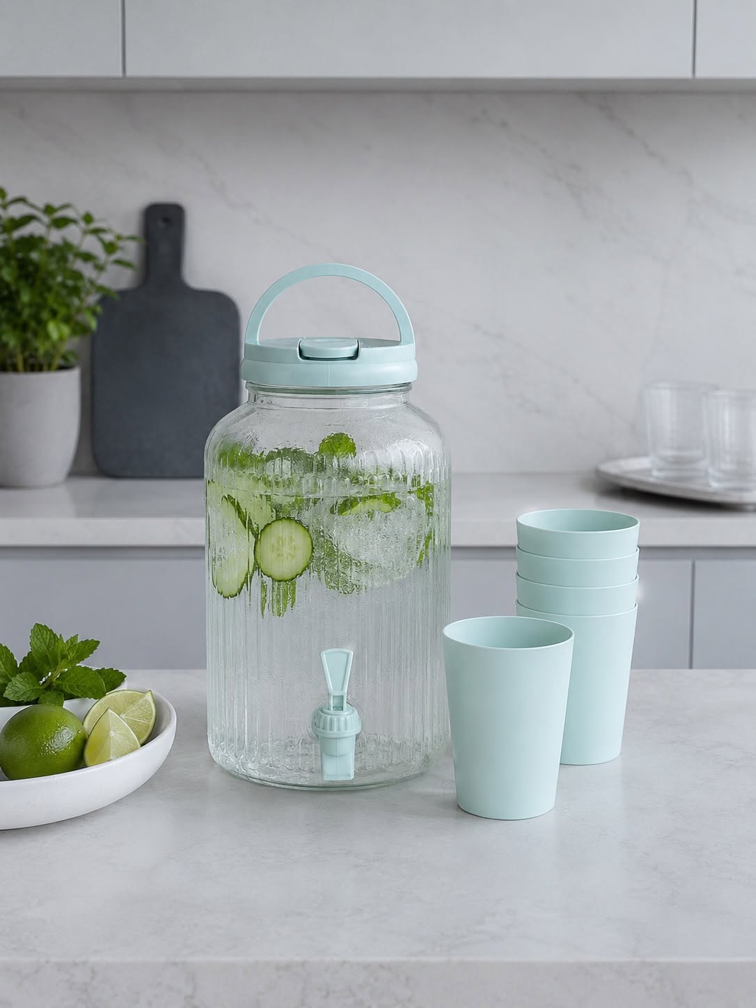 Dispenser med drikkeglass - flere farger