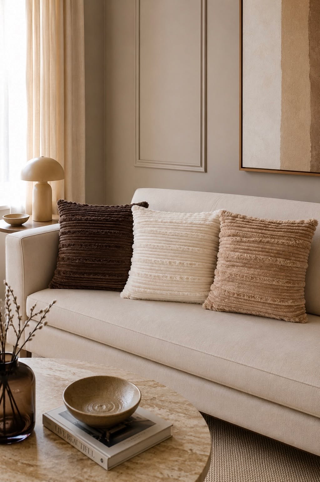 Pute med fyll 45x45 cm - Beige