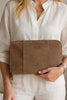 Clutch semsket skinn camel