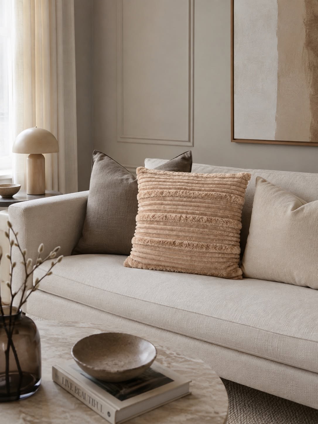 Pute med fyll 45x45 cm - Beige