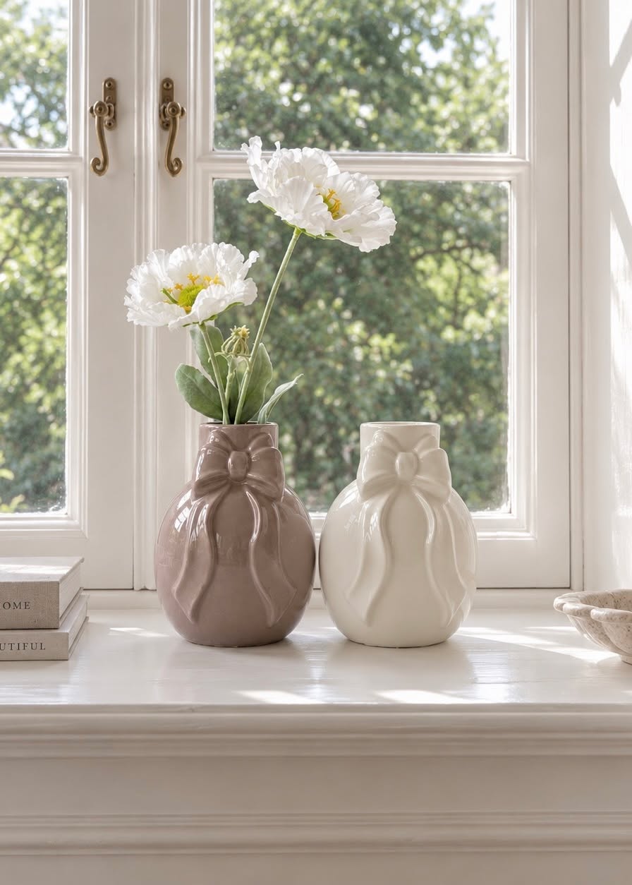 Vase med sløyfe - White