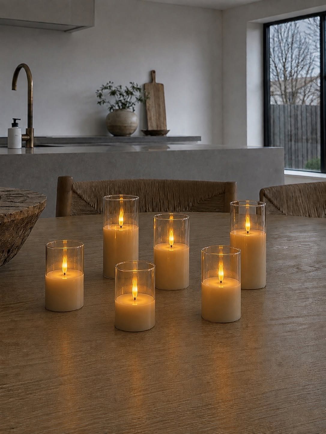 Led lys i glass - flere størrelser