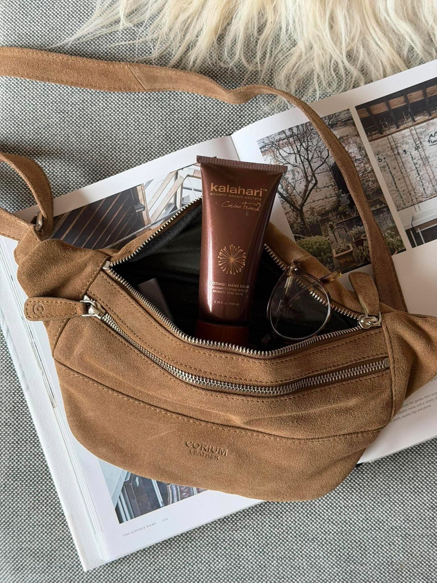 Bumbag semsket skinn
