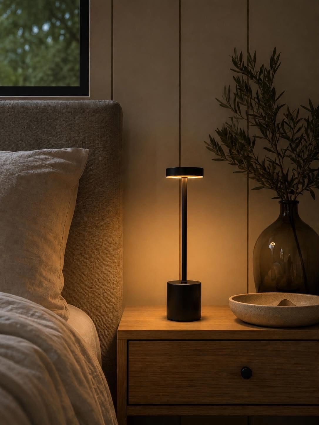 LED bordlampe BLACK - oppladbar med touch