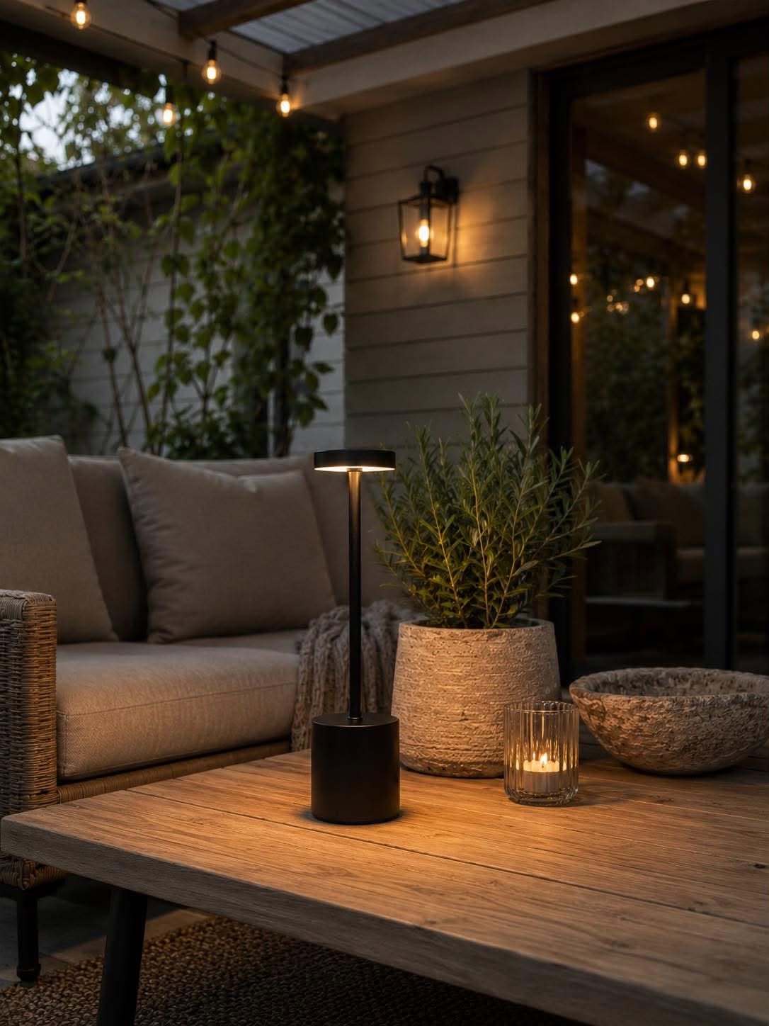 LED bordlampe BLACK - oppladbar med touch