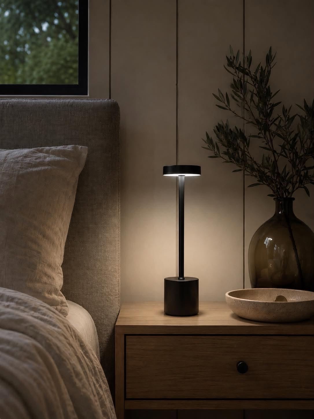 LED bordlampe BLACK - oppladbar med touch