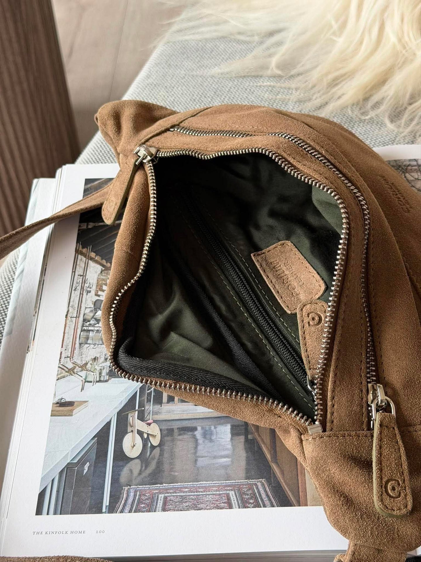 Bumbag semsket skinn