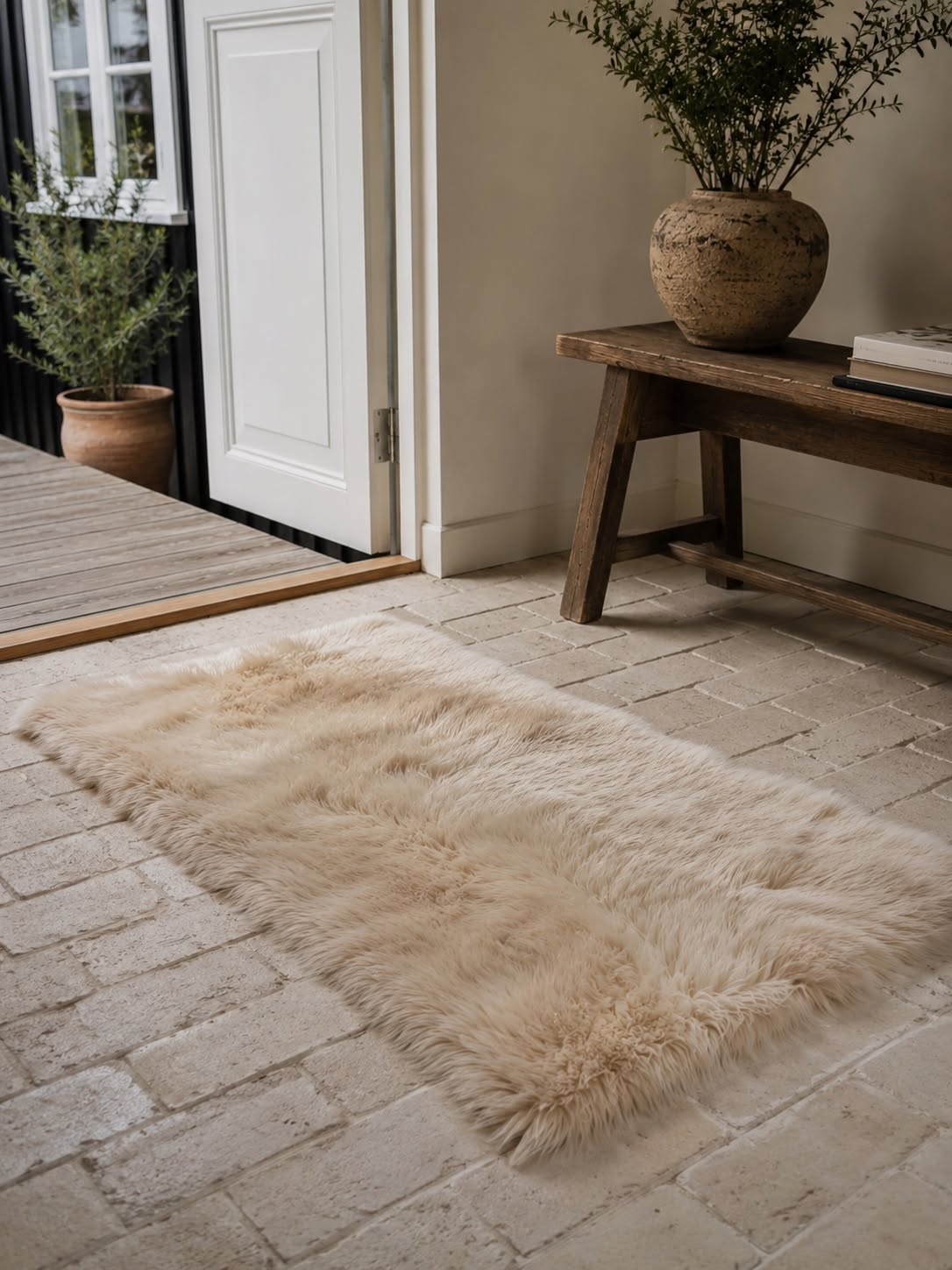 Gulvteppe i lammeskinn 70x140 - Linen