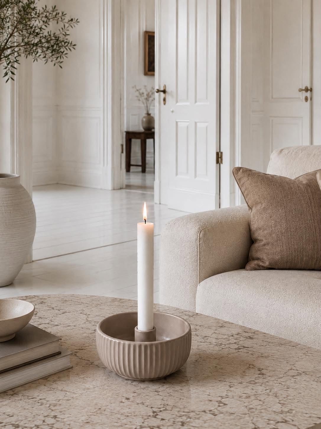 Lysestake til stagelys - Taupe
