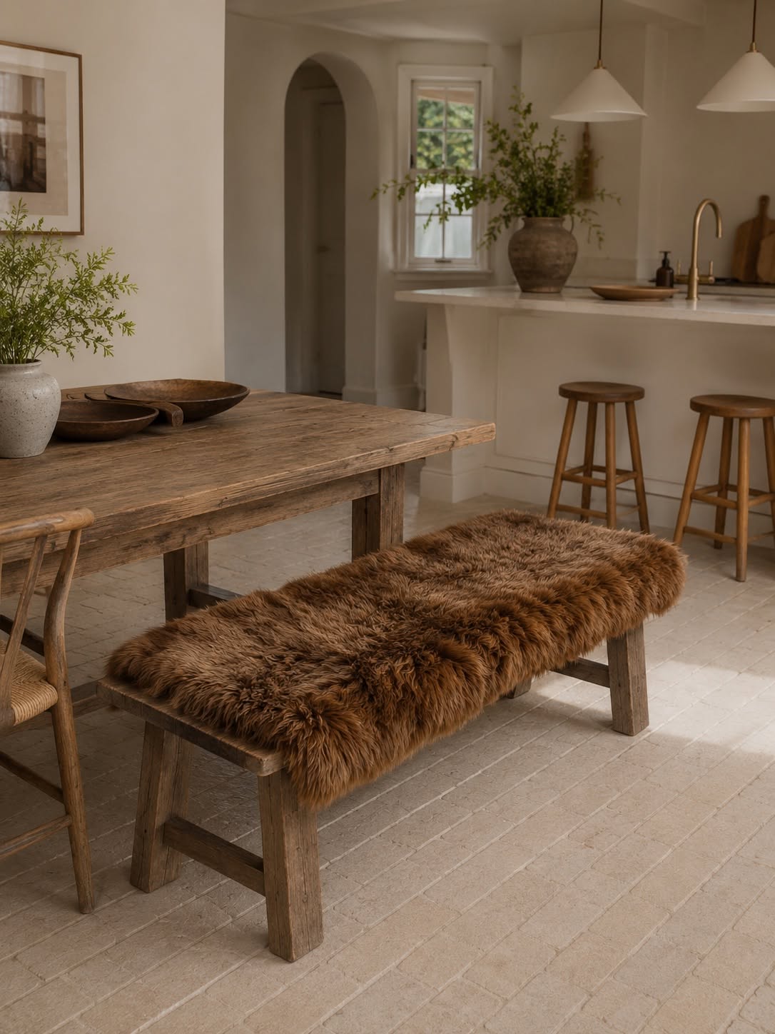 Gulvteppe i lammeskinn 70x140 - Brown