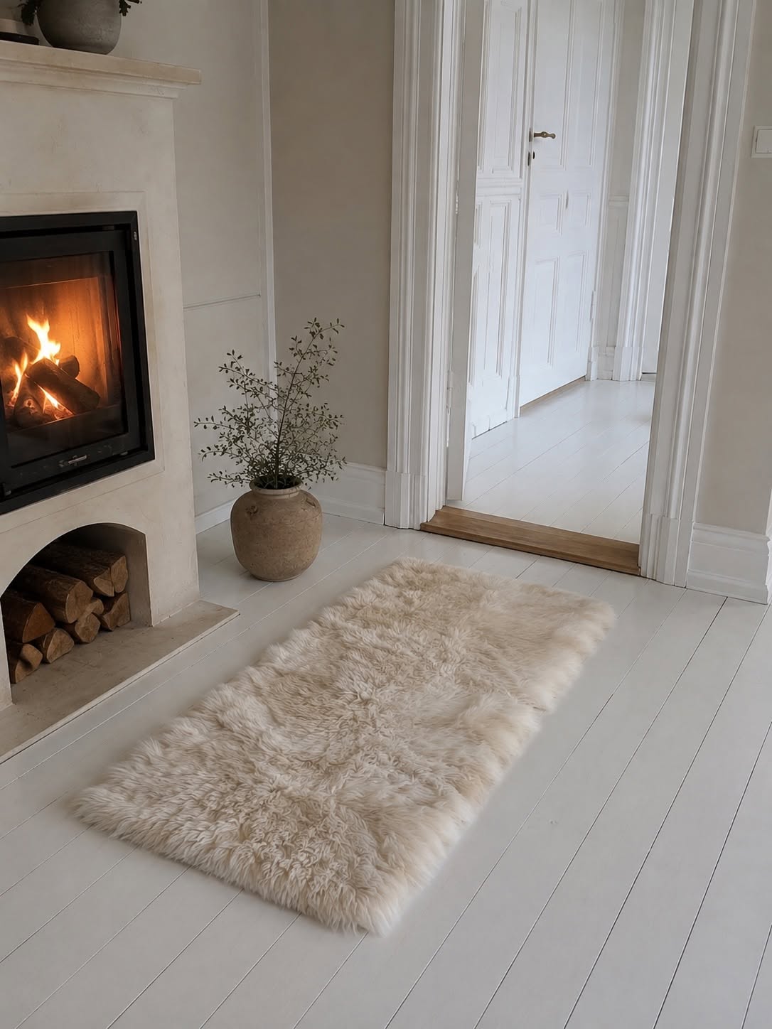 Gulvteppe i lammeskinn 70x140 - Linen