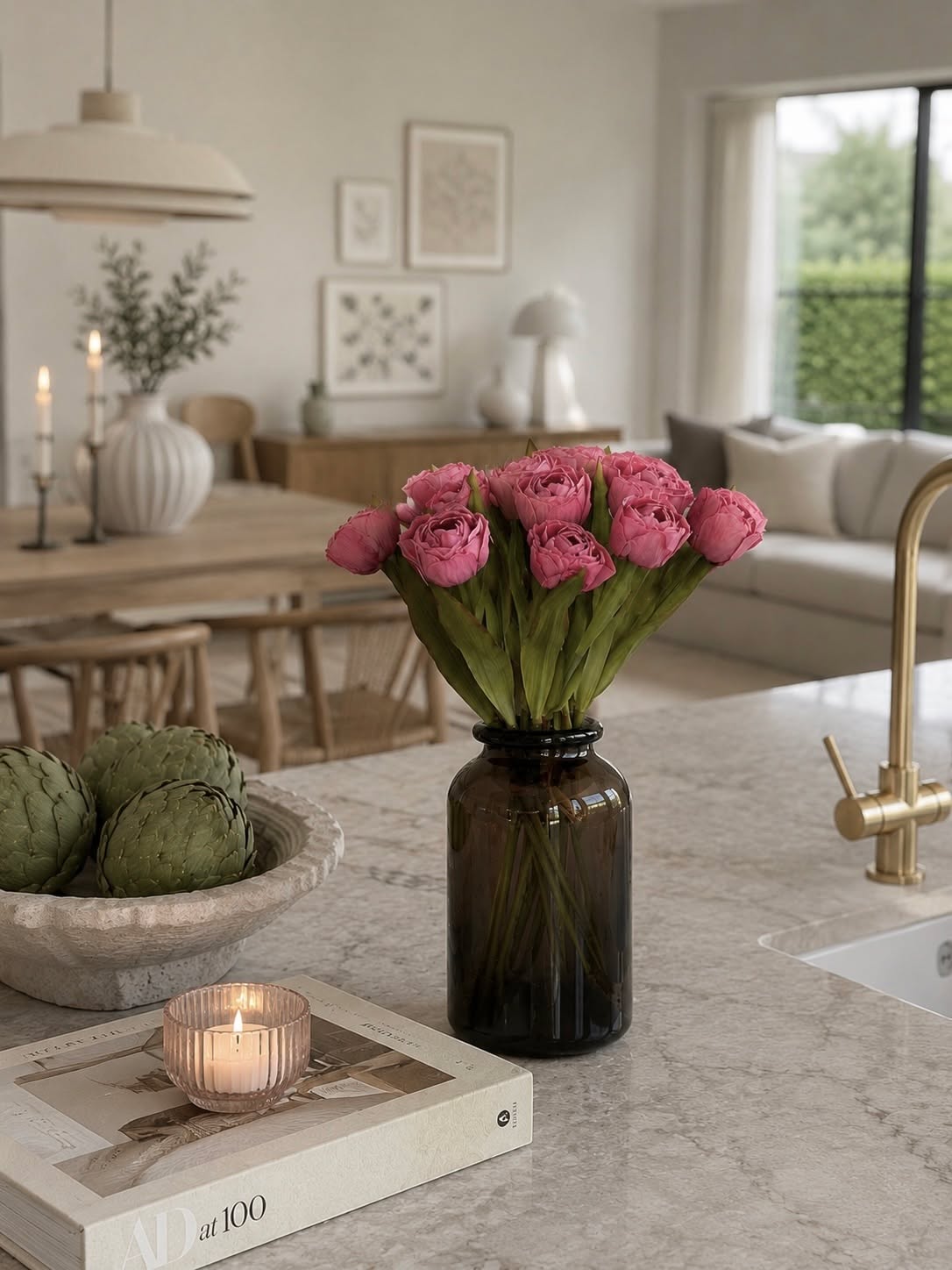 Bukett silke Tulipan - Rosa
