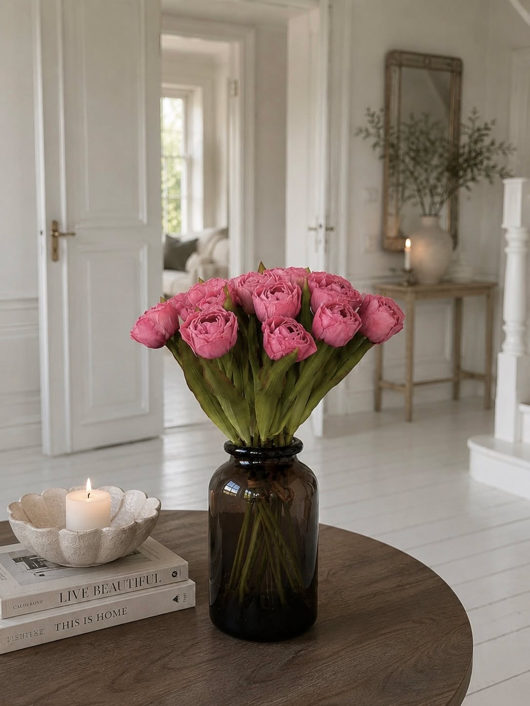 Bukett silke Tulipan - Rosa