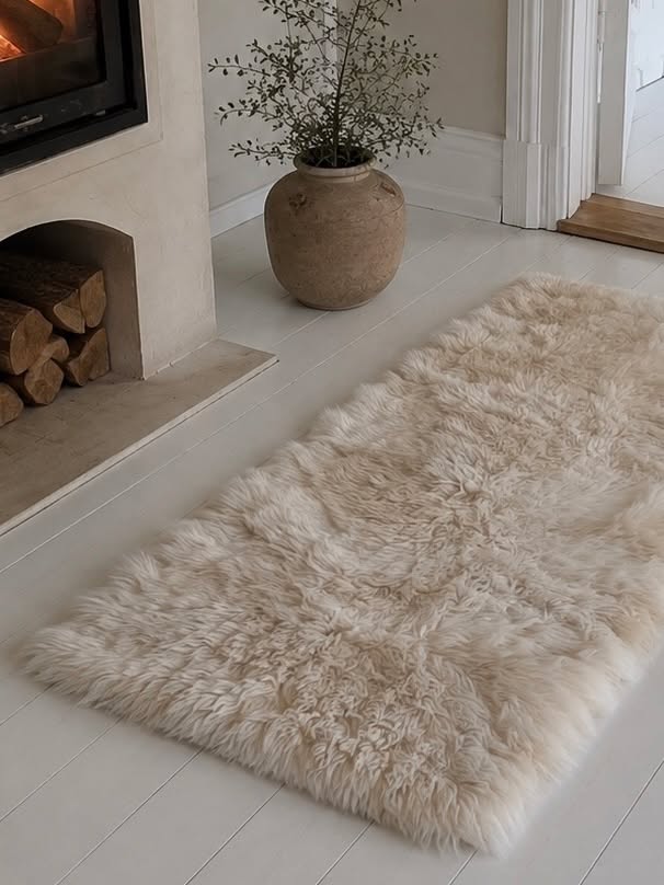 Gulvteppe i lammeskinn 70x140 - Linen
